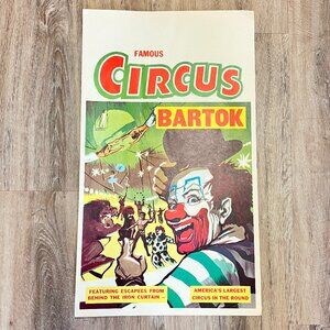 Vintage Famous Bartok Circus Clown Poster Creepy Scary Horror